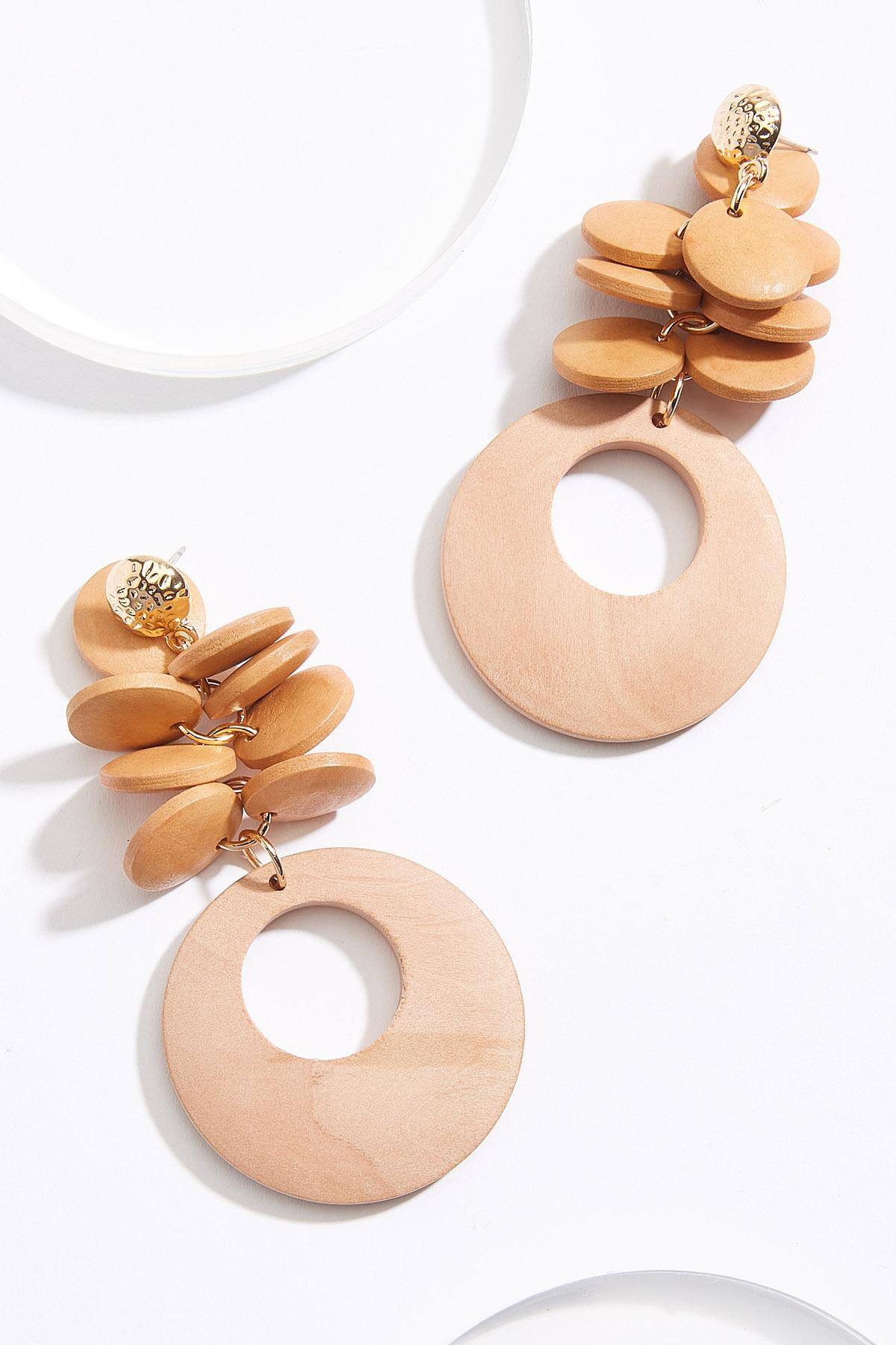 Wood Shaky Circle Earrings | Cato Fashions