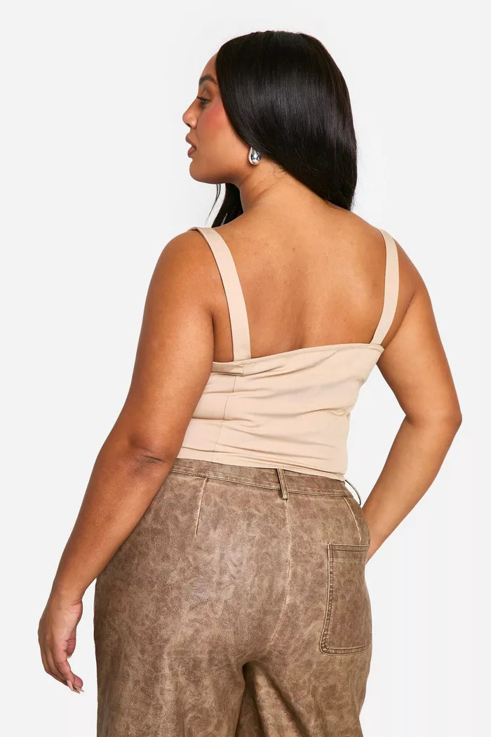 Plus Square Neck Seam Detail Corset | boohoo (US & Canada)
