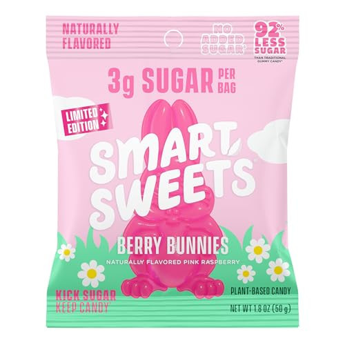 SmartSweets Berry Bunnies Easter Candy, 1.8oz (Pack of 14),Gummy Candy with Low Sugar, Low Calorie, No Artificial Sweeteners, Plant-Based, Gluten-Free, Healthy Snack for Kids & Adults | Amazon (US)