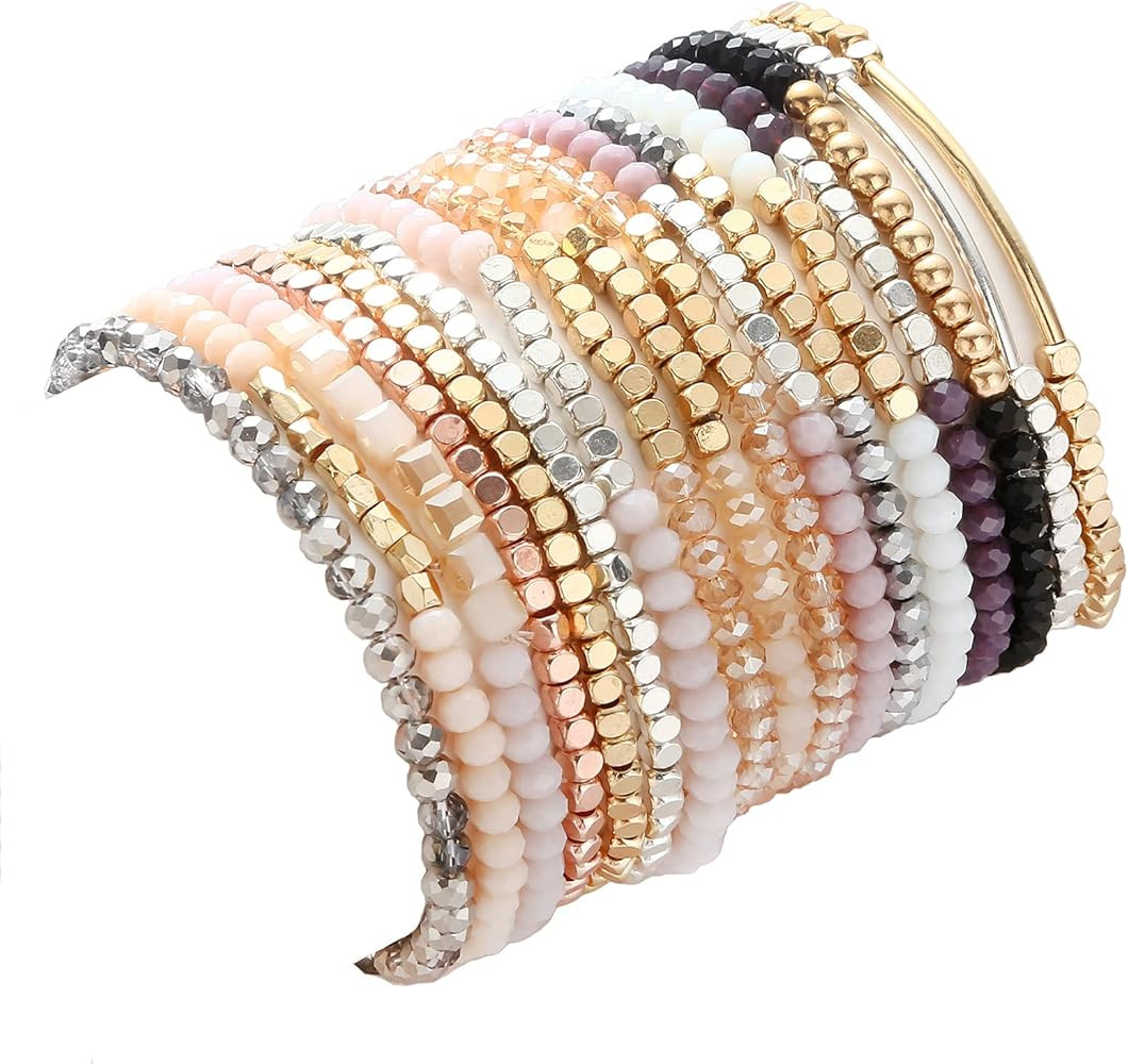 SAMOCO 17Pcs Boho Beaded Bracelets for Women Colorful Stackable Sparkly Crystal Beads Bracelets M... | Amazon (CA)