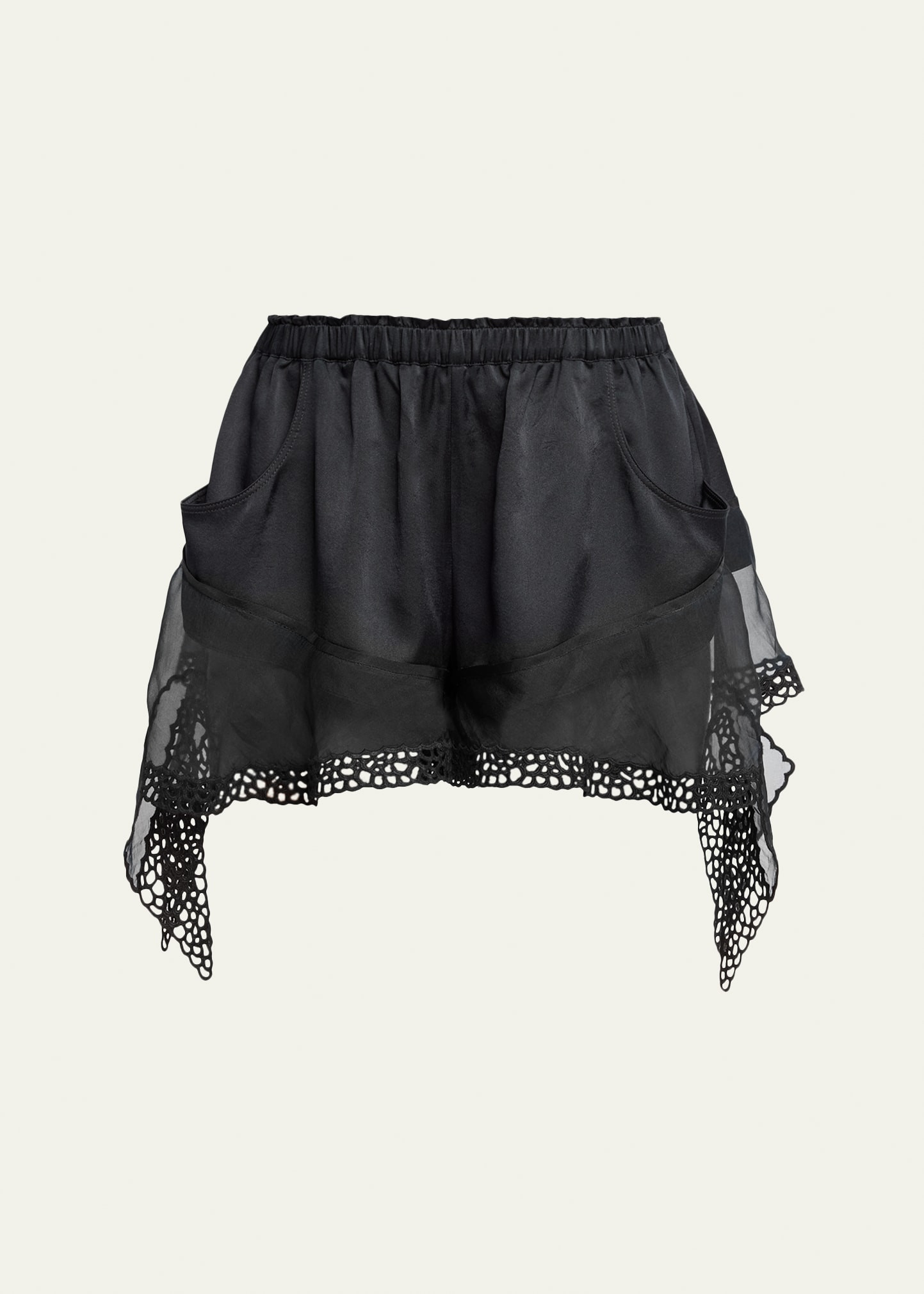 Isabel Marant Ildana Lace & Organza-Trim Silk Shorts | Bergdorf Goodman