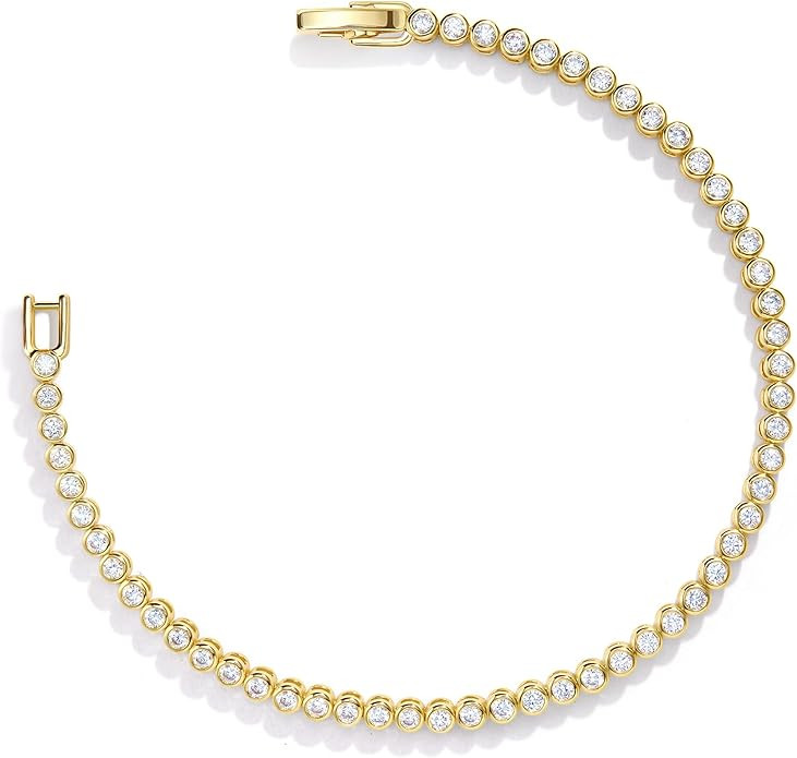 14K Gold Filled Tennis Bracelets for Women, 2mm 2.5mm 3mm Cubic Zirconia Bezel Gold Tennis Bracel... | Amazon (US)