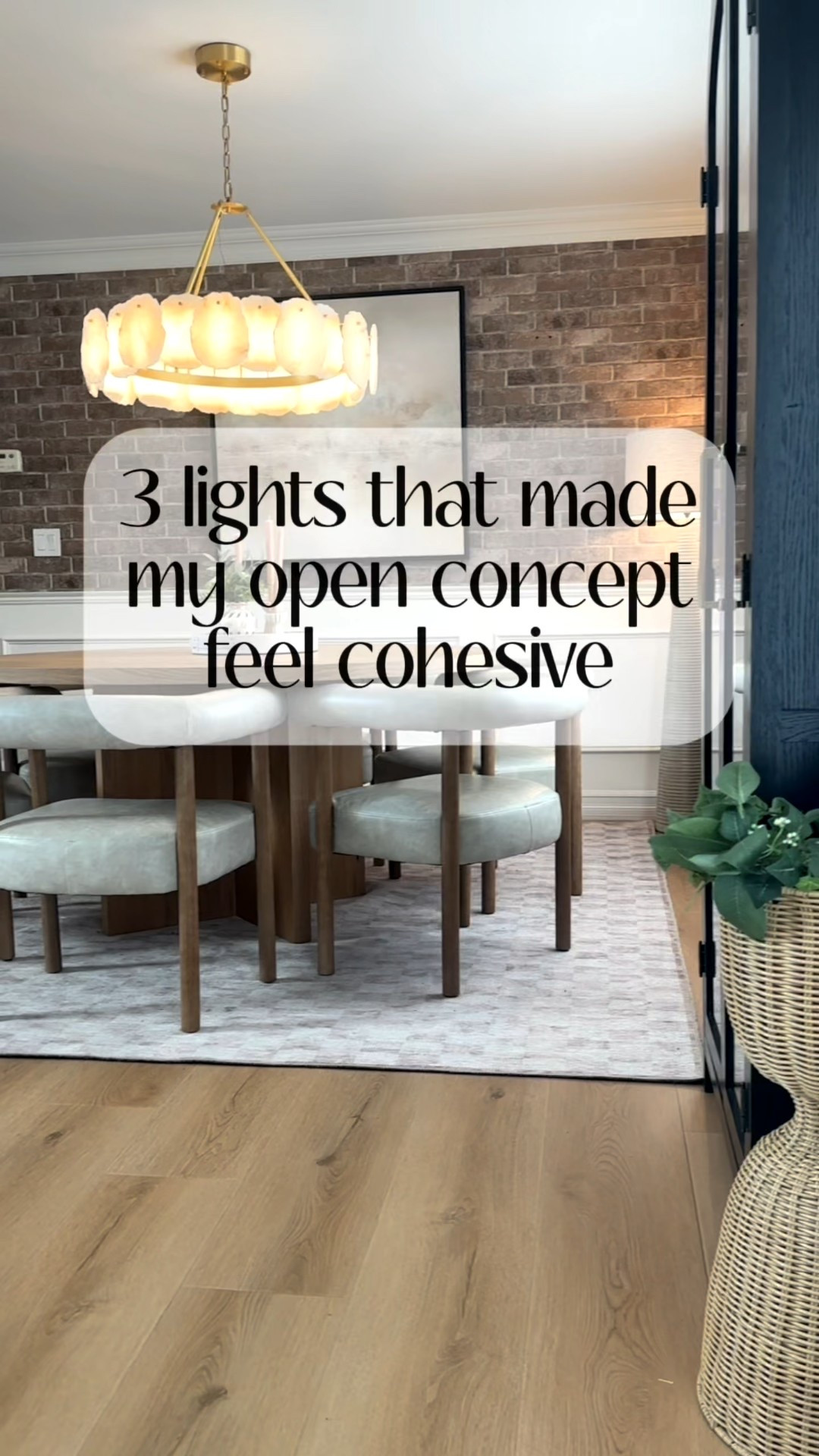 I didn’t want builder grade matching lights.

I wanted each space to have its own personality,
without feeling disconnected.

So instead of matching everything…
I focused on coordination.

Same tones, sameee finish, same feeling.
Different shapes.

That’s what makes an open concept feel cohesive 🤍

#openconcept #lighting #homelighting #cohesivehome 

#LTKHome