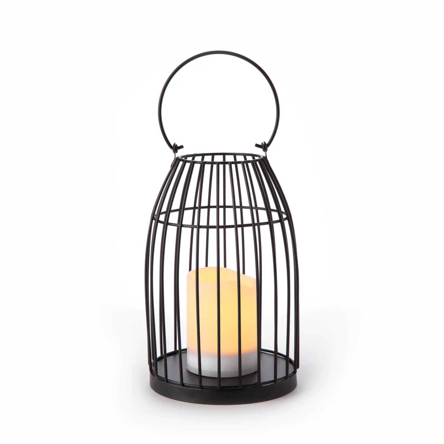 LampLust Outdoor Birdcage Solar Lantern - 10 inch Black Metal Lantern with Solar Powered Pillar C... | Walmart (US)