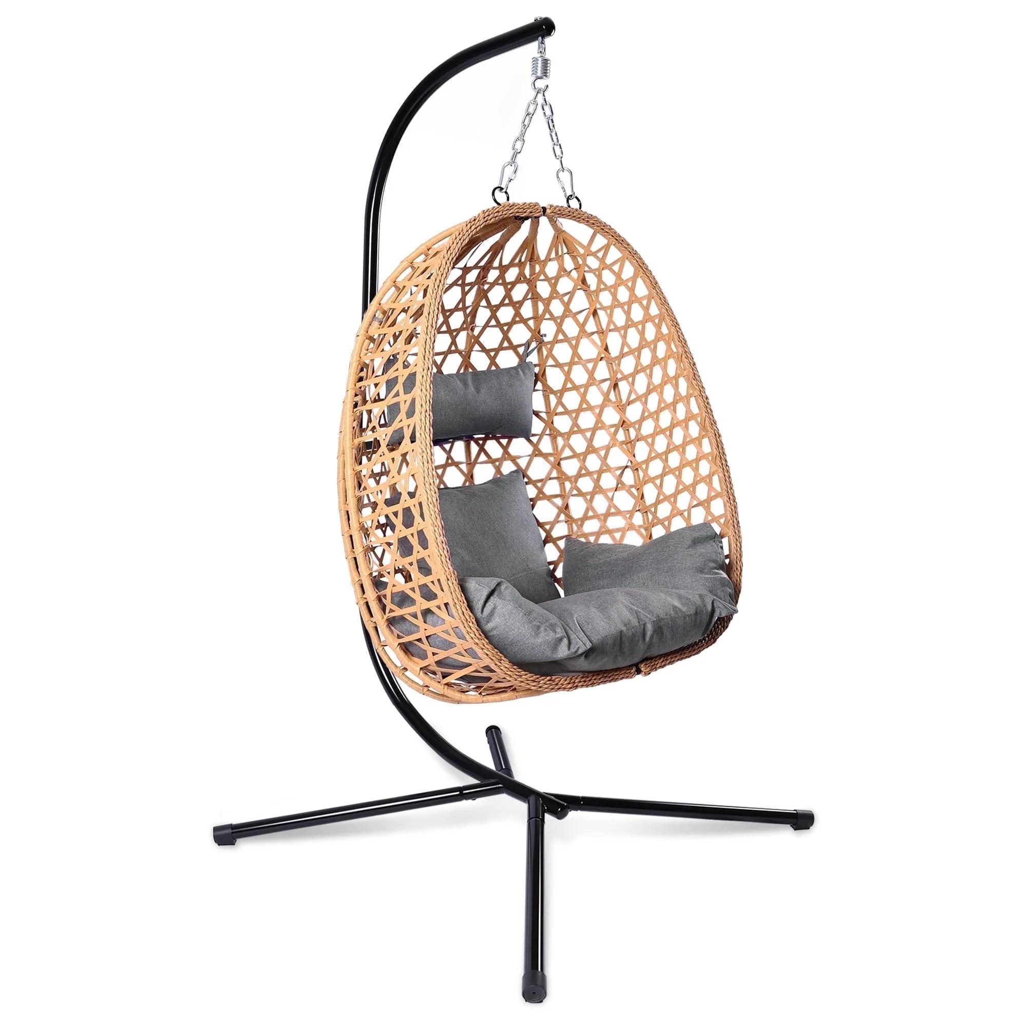 Egg Chair with Stand, Patio Wicker Bifanuo Hanging Chair, Hammock Swing Chair, 350LBS Capacity fo... | Walmart (US)