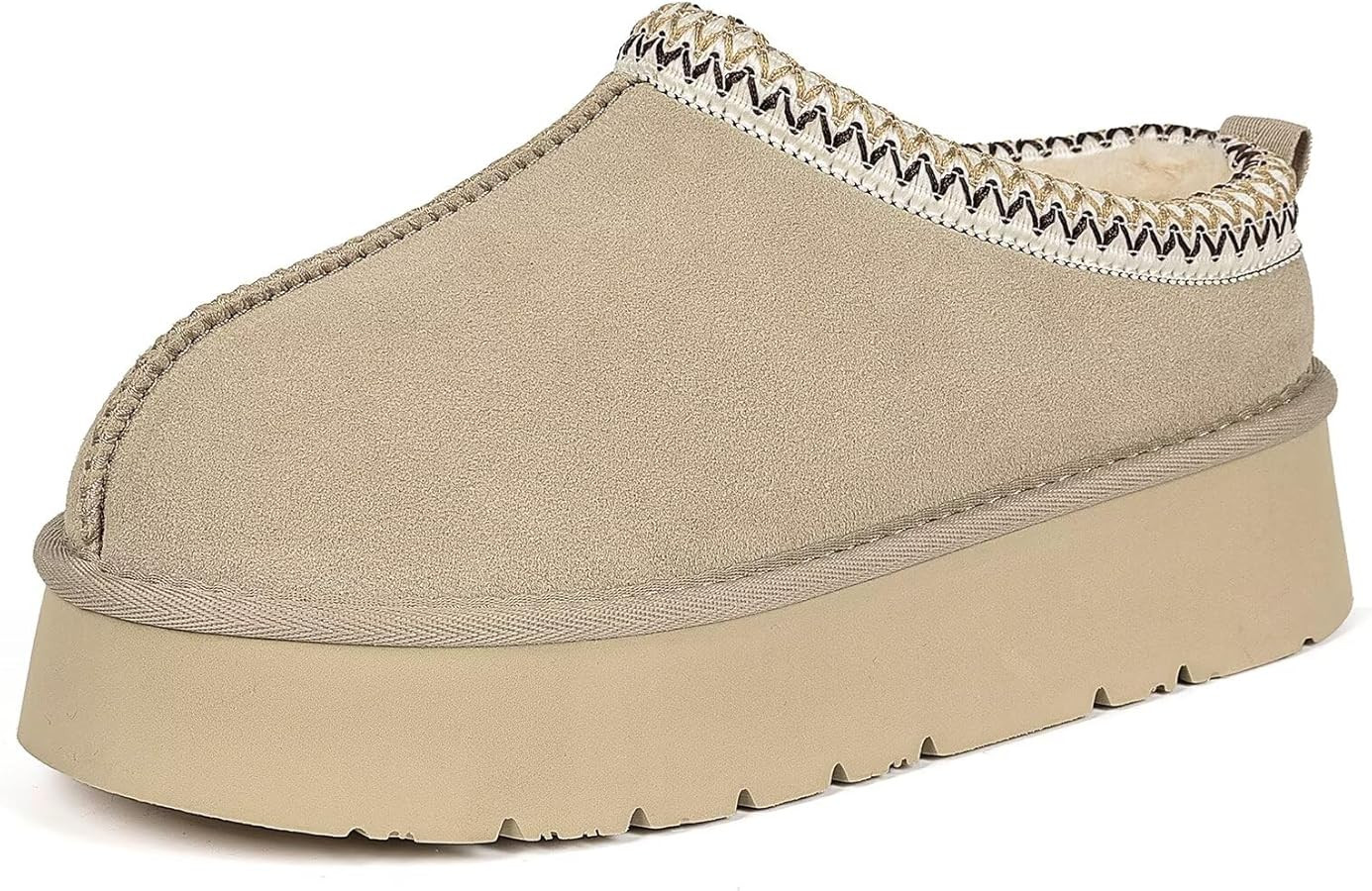 OOW Genuine Suede Platform Slippers for Women with Memory Foam Fuzzy House Shoes for Indoor Outdo... | Amazon (US)