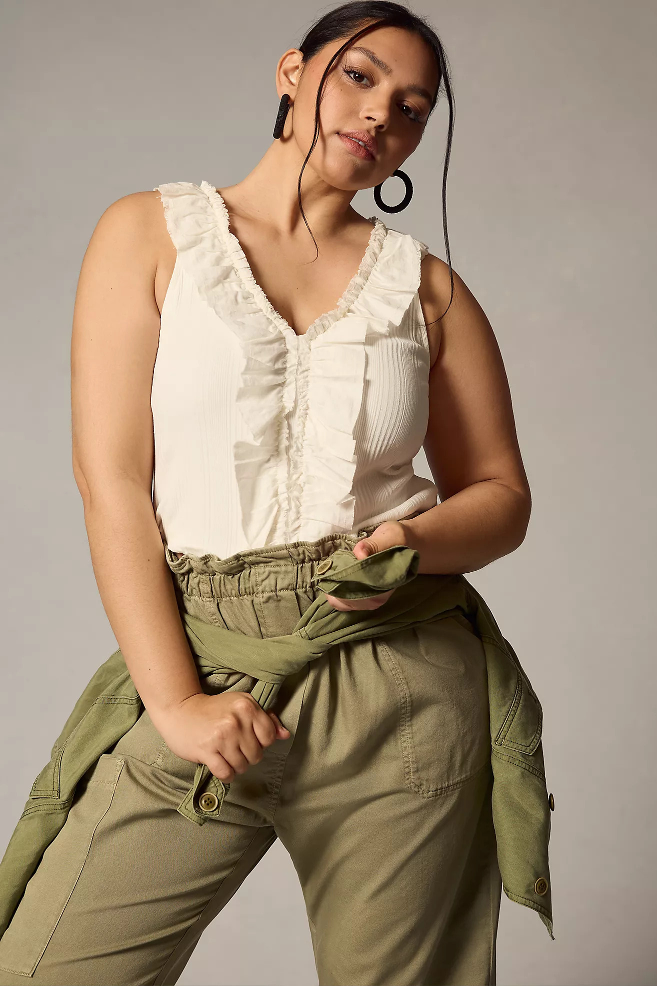 Pilcro Ruffled Sleeveless Top | Anthropologie (US)