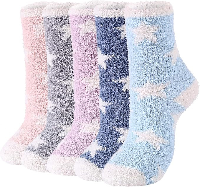 Womens Christmas Fuzzy Socks Winter Warm Cozy Socks Soft Fluffy Cartoon Monster Socks Athletic In... | Amazon (US)
