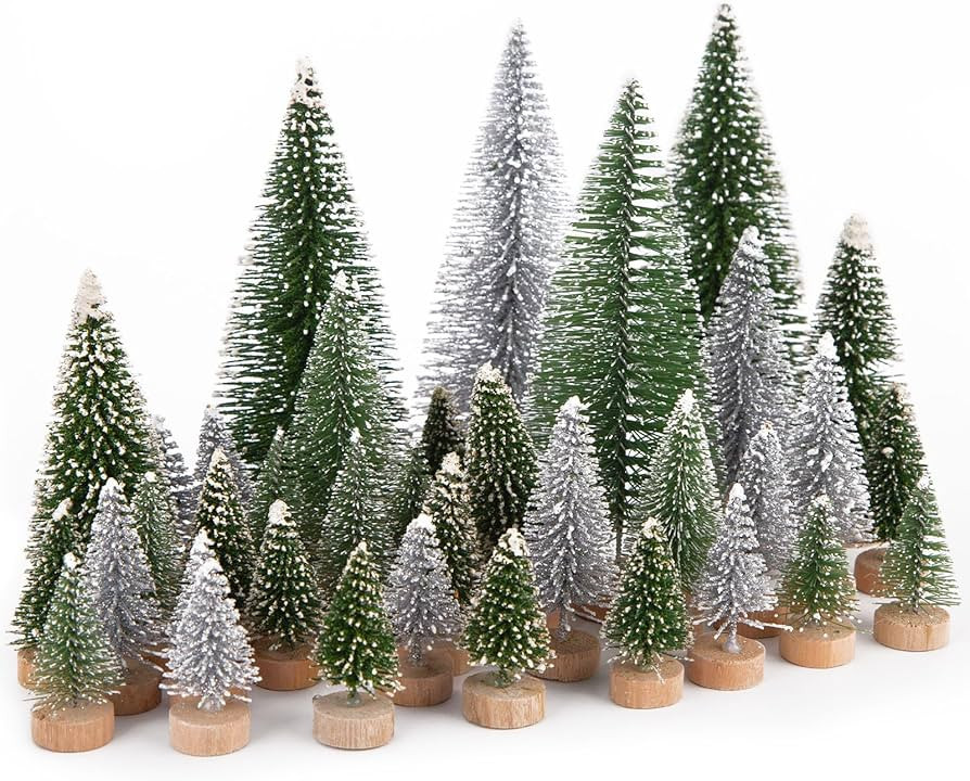 FUTUREPLUSX 30PCS Christmas Decorations Mini Christmas Trees, Artificial Mini Bottle Brush Trees ... | Amazon (US)