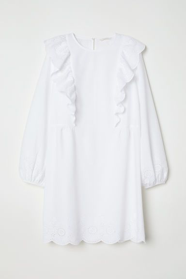 H & M - Dress with Eyelet Embroidery - White | H&M (US + CA)