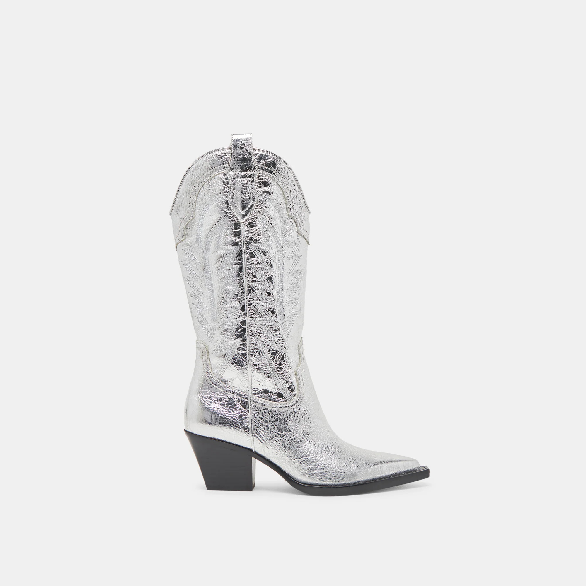 Ryland Boots Silver Distressed Leather | DolceVita.com