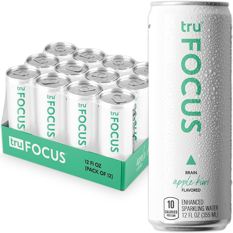 Tru Focus Seltzer, Apple Kiwi Flavored Sparkling Water Made with Real Fruit Juice - Nootropic Dri... | Amazon (US)