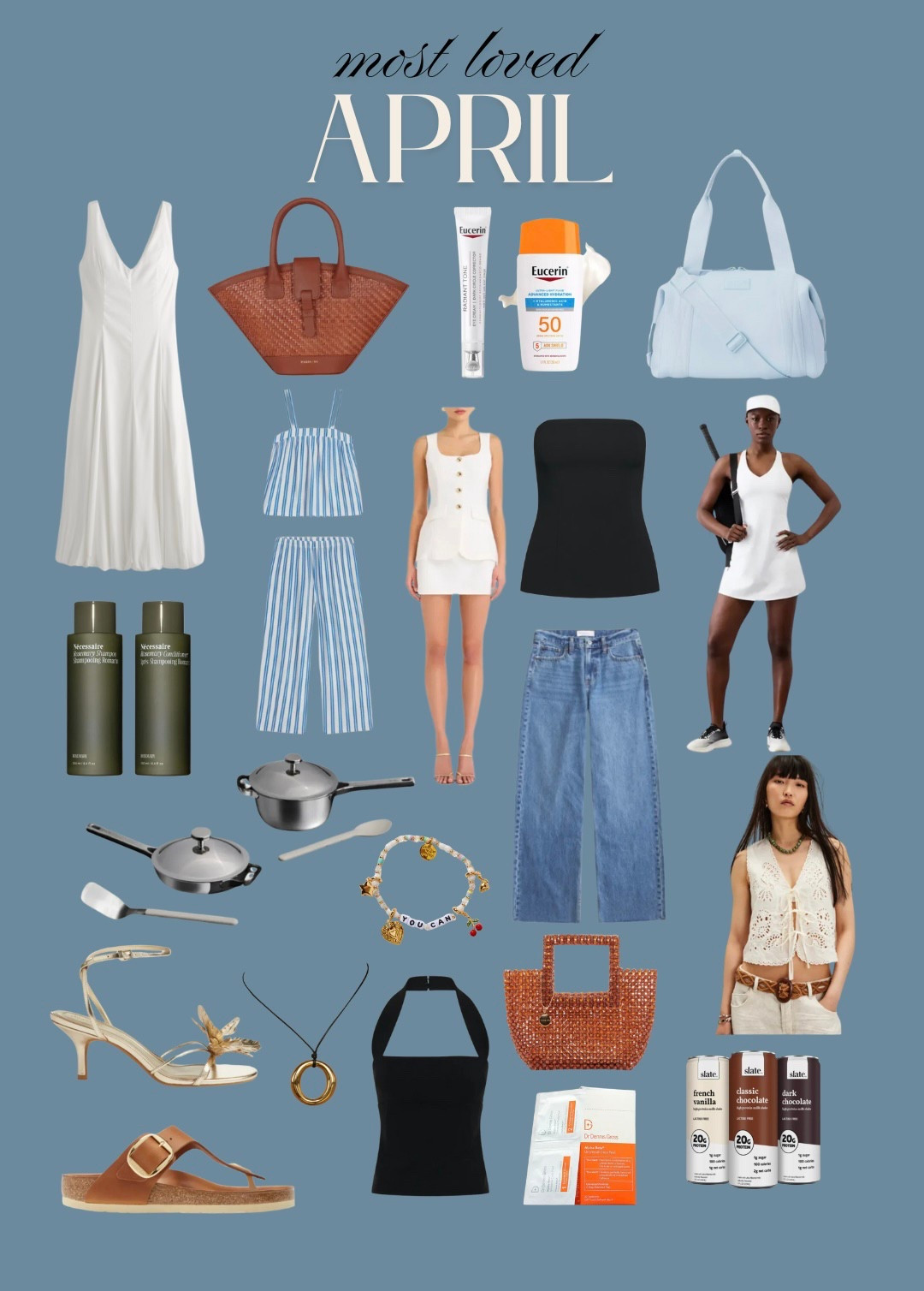 most loved April 💙 exclusive codes below
• Abercrombie: AFVIVIANE live through 5/12
• Little Words Project: 15VIVIANE 
• Slate Milk: VIVMAY for new & returning customers (month of May only)
• JacqMaria Jewelry: VIV15
• Dagne Dover: VIVIANE20 (through June)
• Amanda Uprichard: VIV20 for $20 off your purchase of $250
• Necessaire: VIVIANE15