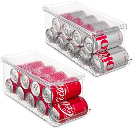 Set of 2 Stackable Refrigerator Organizer Bins Pop Soda Can Dispenser Beverage Holder for Fridge, Fr | Amazon (US)