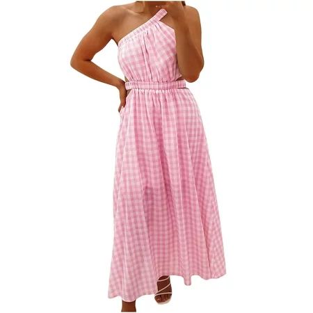 Summer Dresses For Women 2022 Women s Boho Summer Printed One Shoulder Sleeveless Smocked Flowy Tier | Walmart (US)
