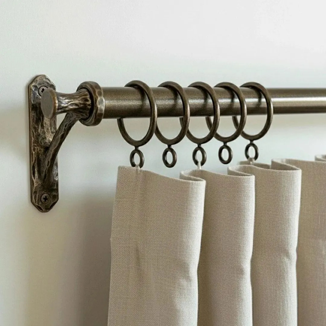 Antique Bronze Curtain Rod Set : Handcrafted Wall Mount Drapery Hardware with Rings | Etsy (US)