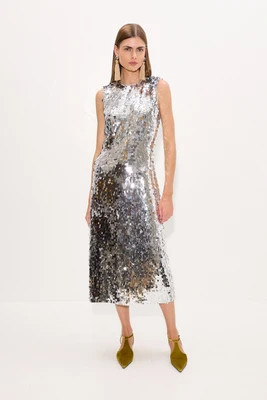 Baz Sequin Dress In Satellite Silver | Simon Miller
