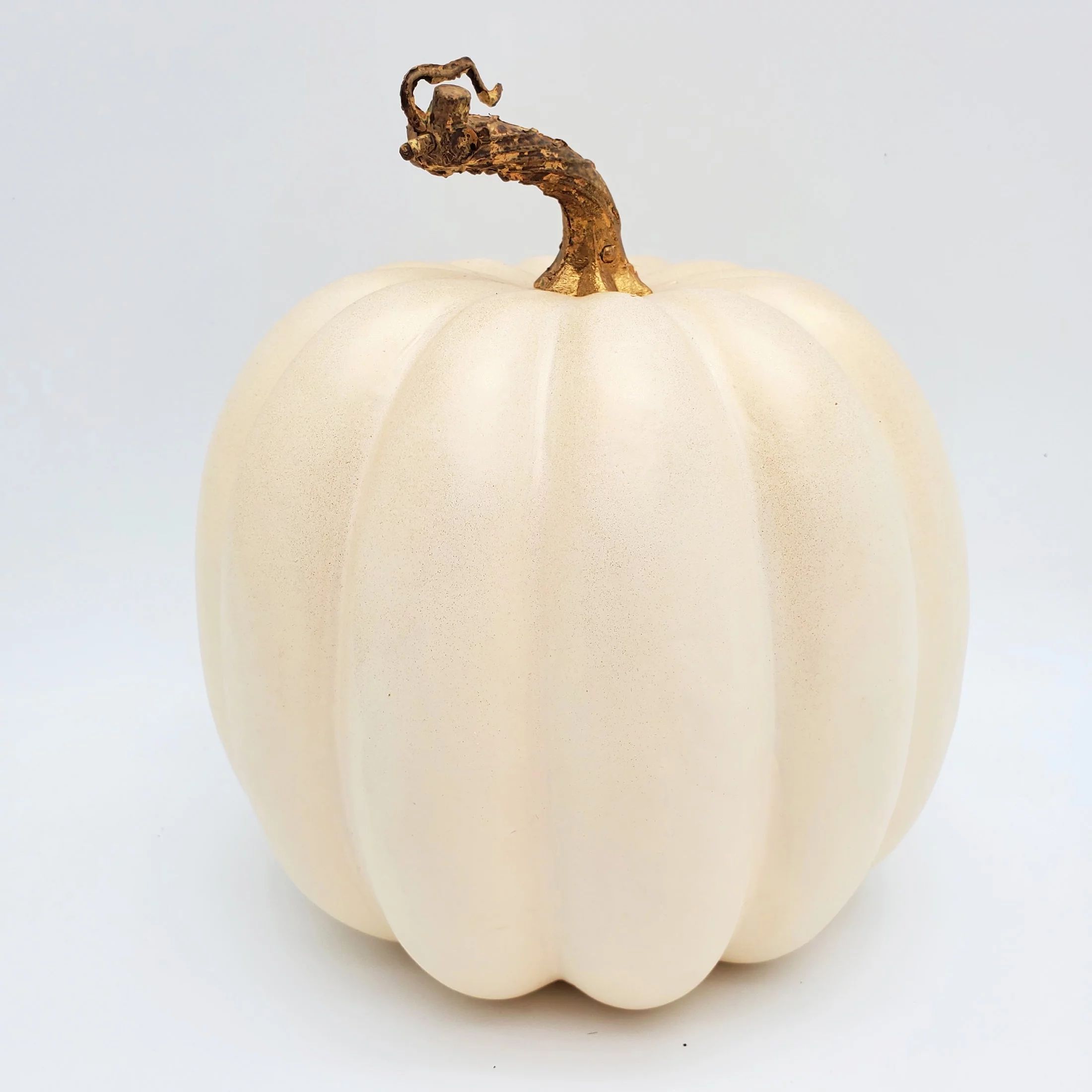 Way to Celebrate Harvest Tall White Cream Foam Pumpkin with Gold Wash, 7.5" X 8" | Walmart (US)