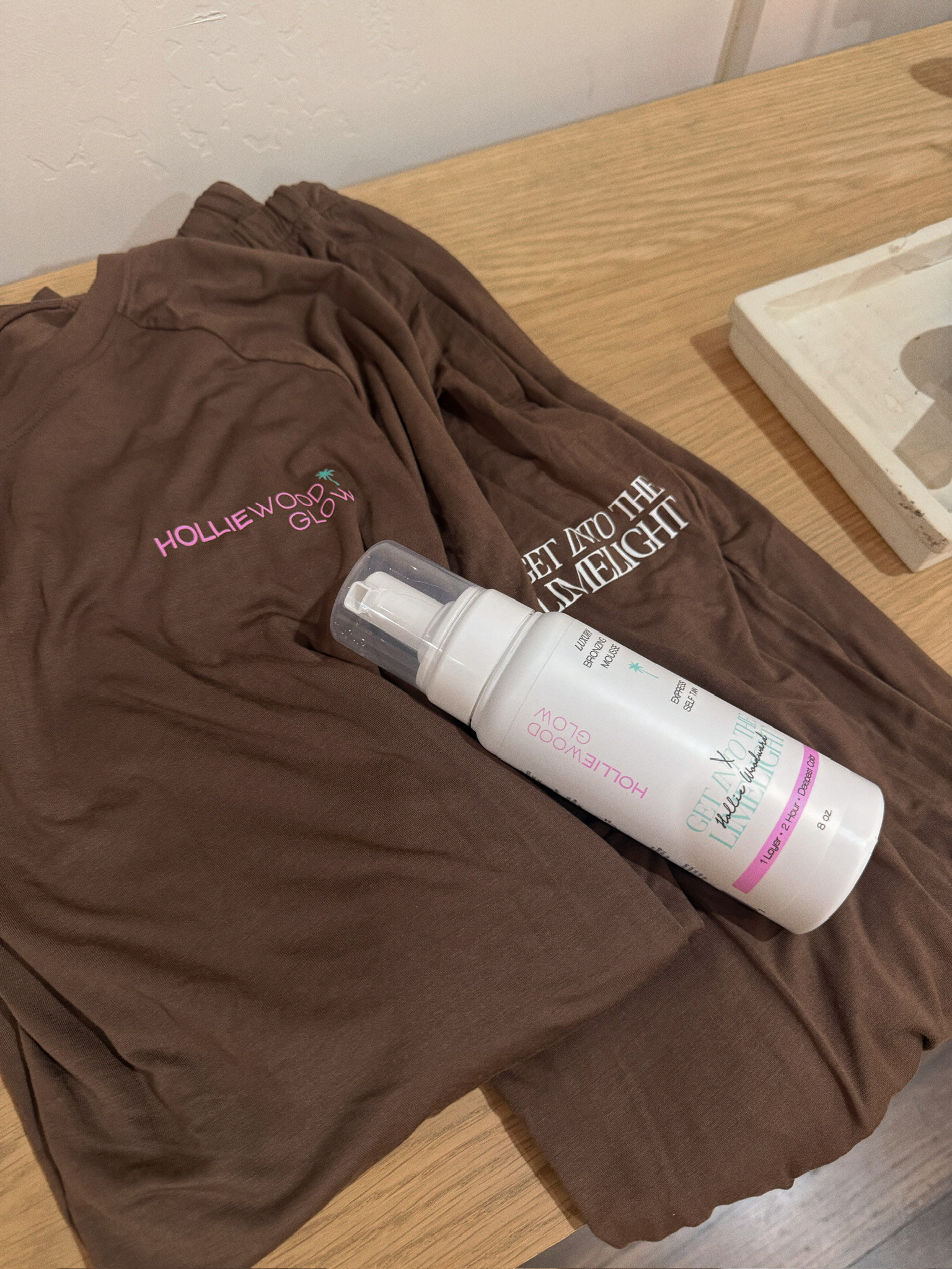 Get into the Limelight tanning PJS and HOLLIEwood Glow 2 Hour Deepest Color Mousse 🩷 

 #LTKmomlife #LTKSeasonal #LTKBeauty