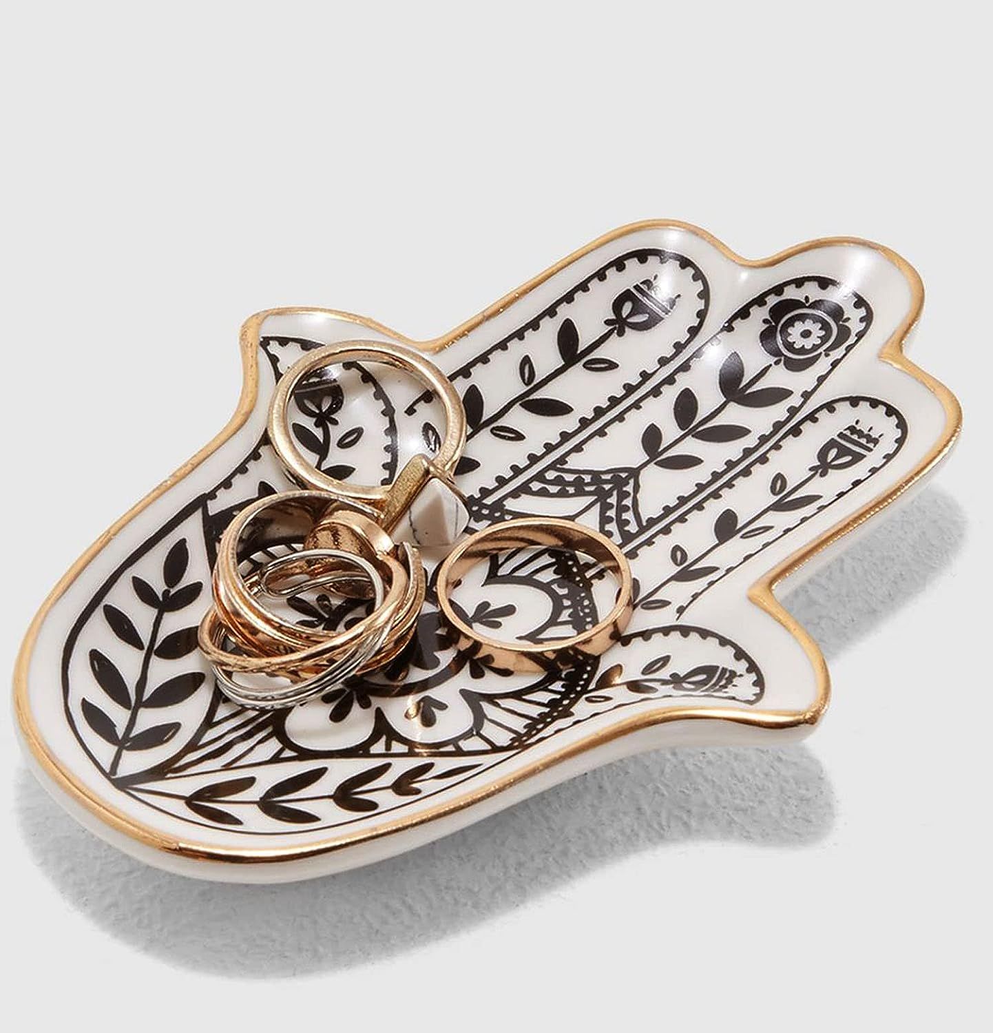 MADE BY LUCKY Jewelry Dish Trinket Dish Ring Dish Ceramic Hamsa Evil Eye Hand of Fatima Holder Ke... | Amazon (US)