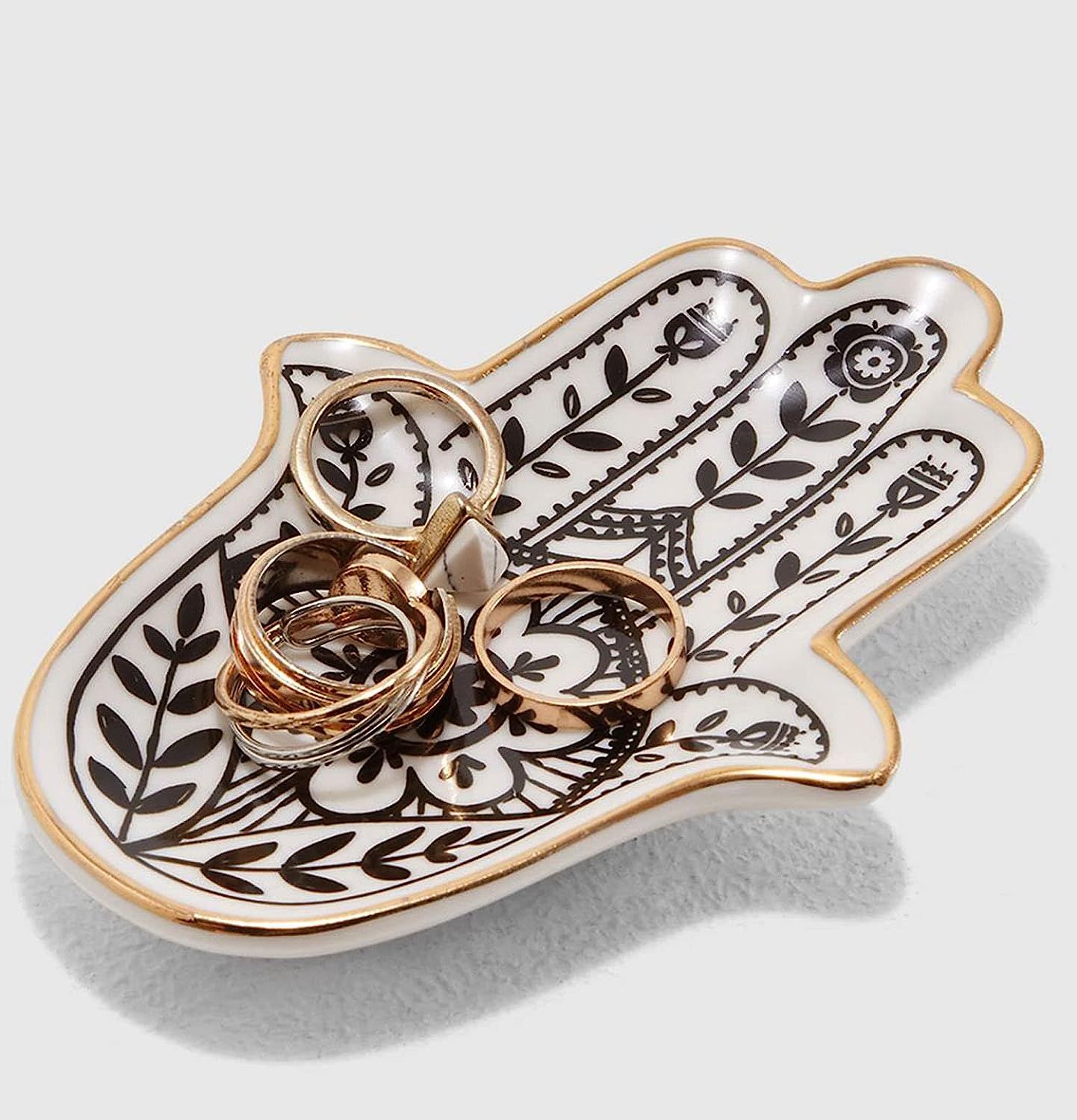 MADE BY LUCKY Jewelry Dish Trinket Dish Ring Dish Ceramic Hamsa Evil Eye Hand of Fatima Holder Ke... | Amazon (US)