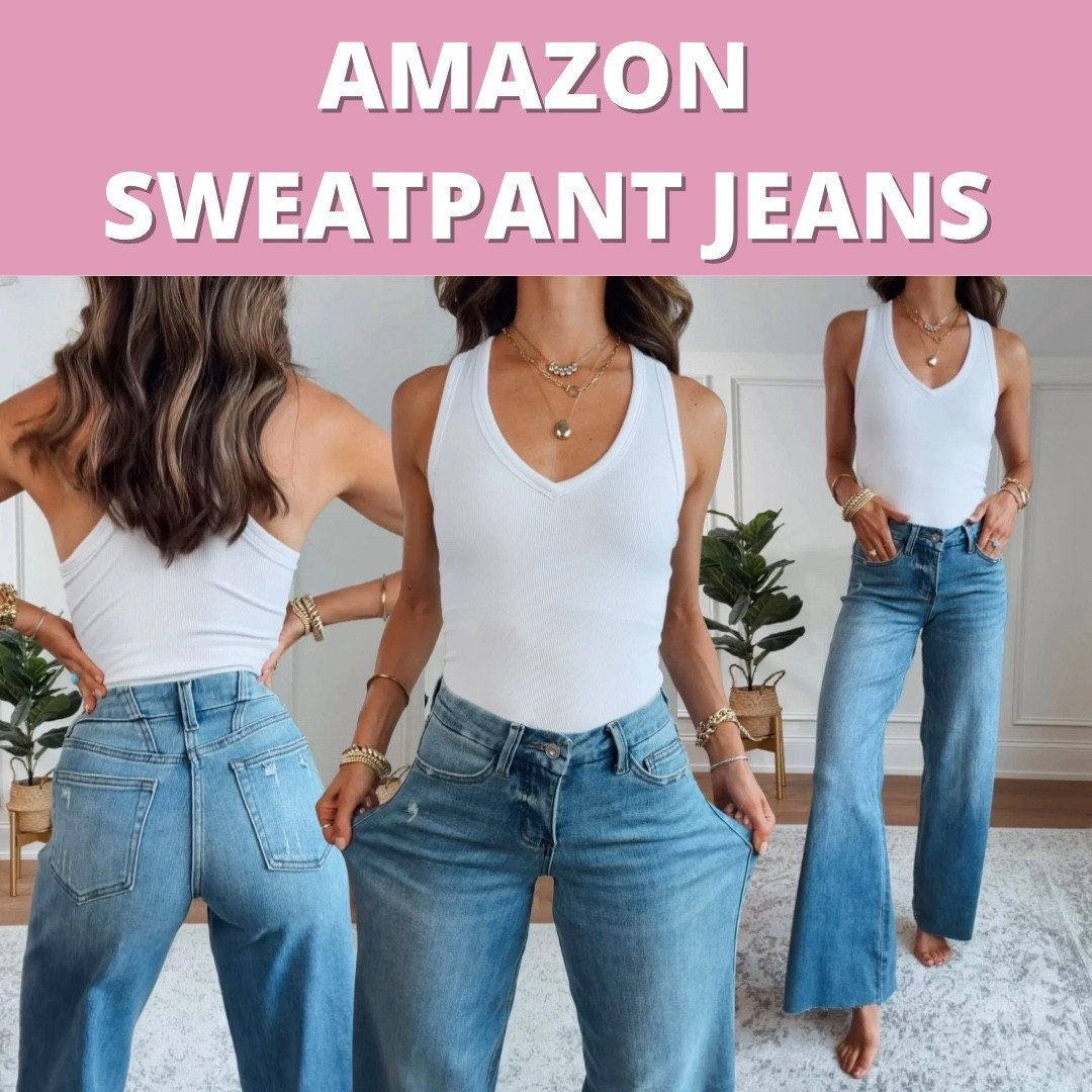 Scroll to shop. Amazon Sweatpant Jeans - New Wash! I’m 5’6” wearing the 25, 32” inseam. Follow for more.

#LTKootd #LTKmomlife #LTKSeasonal