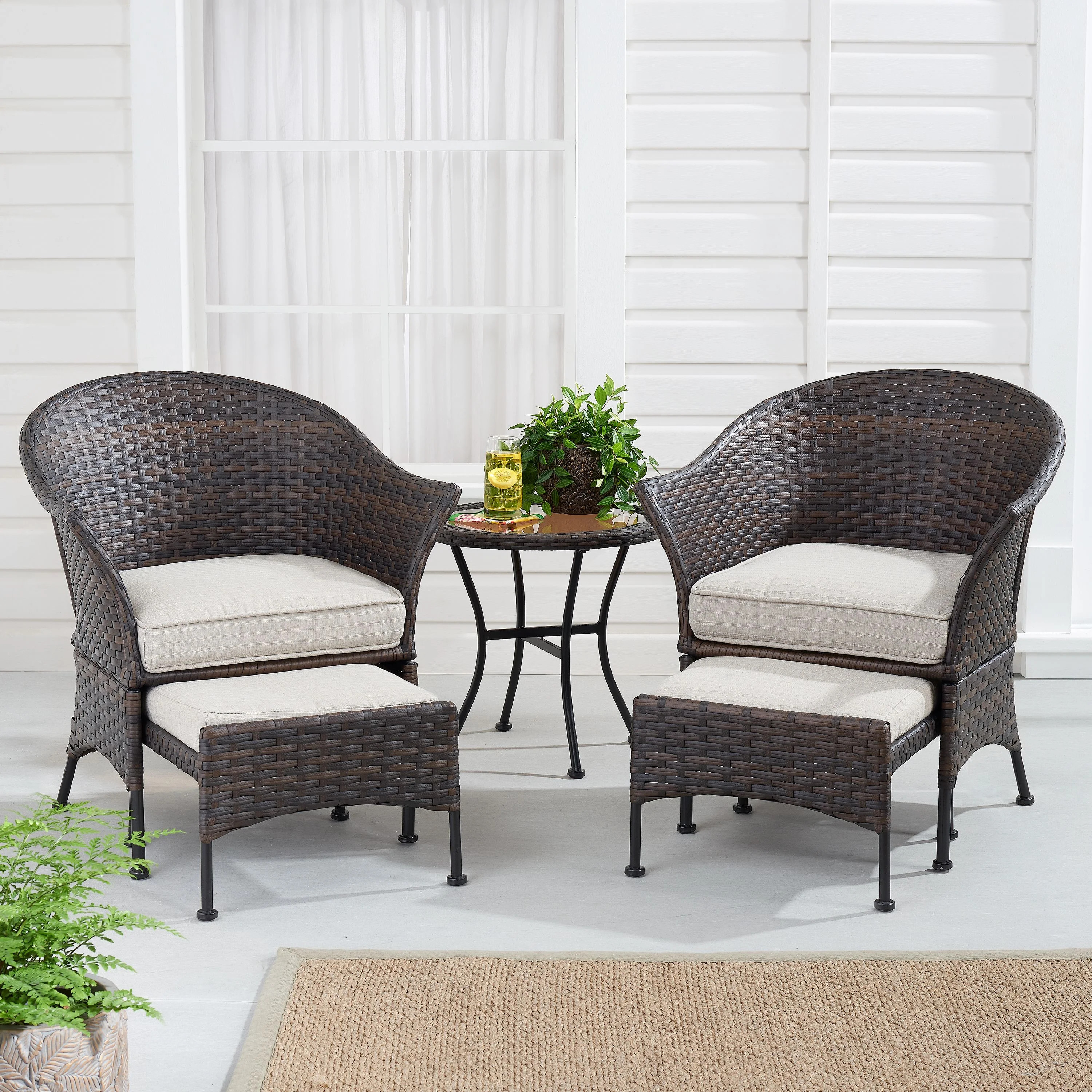 Mainstays Arlington Glen 5 Piece Outdoor Furniture Patio Leisure Set, Beige | Walmart (US)