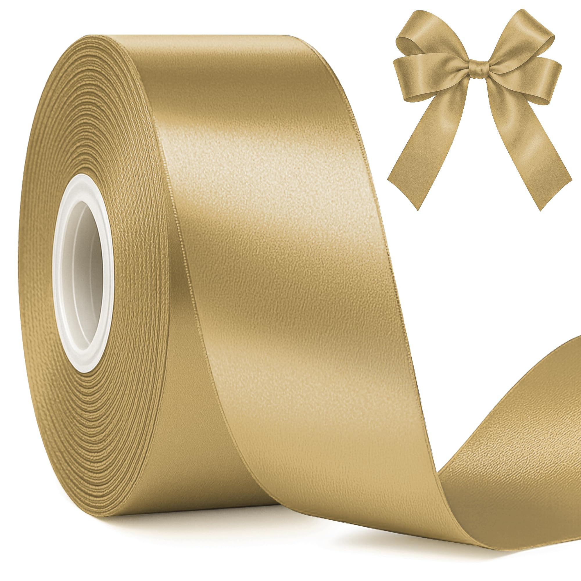 Fullive 1 1/2 Inch Champagne Gold Ribbon, 30 Yards Satin Ribbon, Polyester Satin Christmas Ribbon... | Amazon (US)