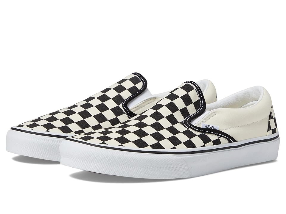 Vans Classic Slip-On Wide Shoes Checkerboard Black/Classic White : Men's 8 - Women's 9.5 Wide, Textile | Zappos