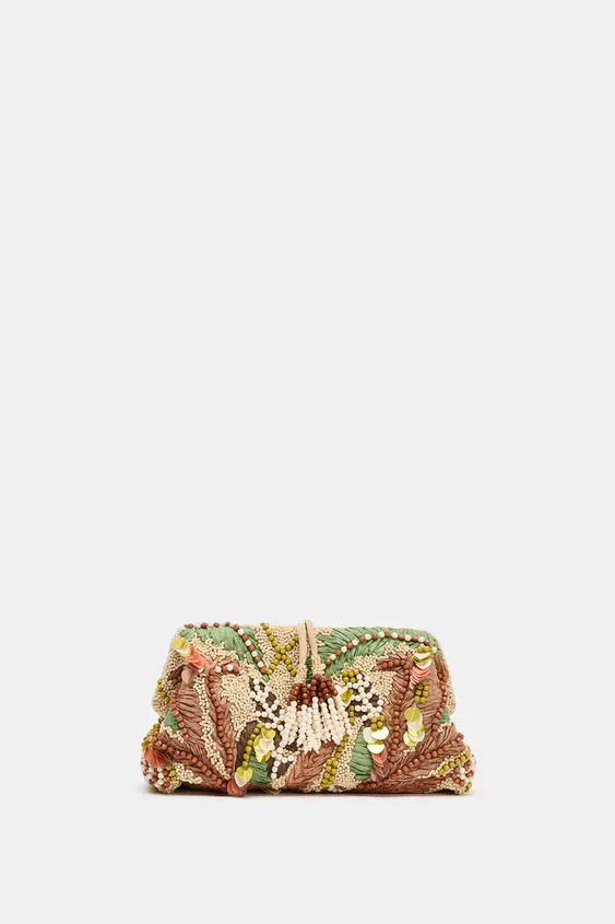 BEADED PRINT POUCH | Zara US