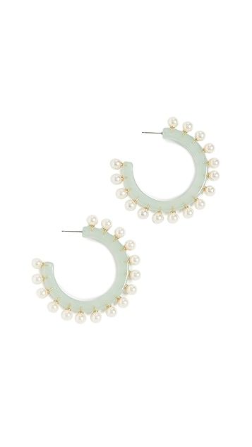 Imitation Pearl Block Hoops | Shopbop