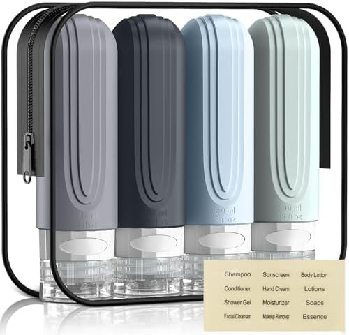 Travel Bottles for Toiletries, 3oz TSA Approved Travel Size Toiletries, Silicone Leak-Proof Refil... | Amazon (US)