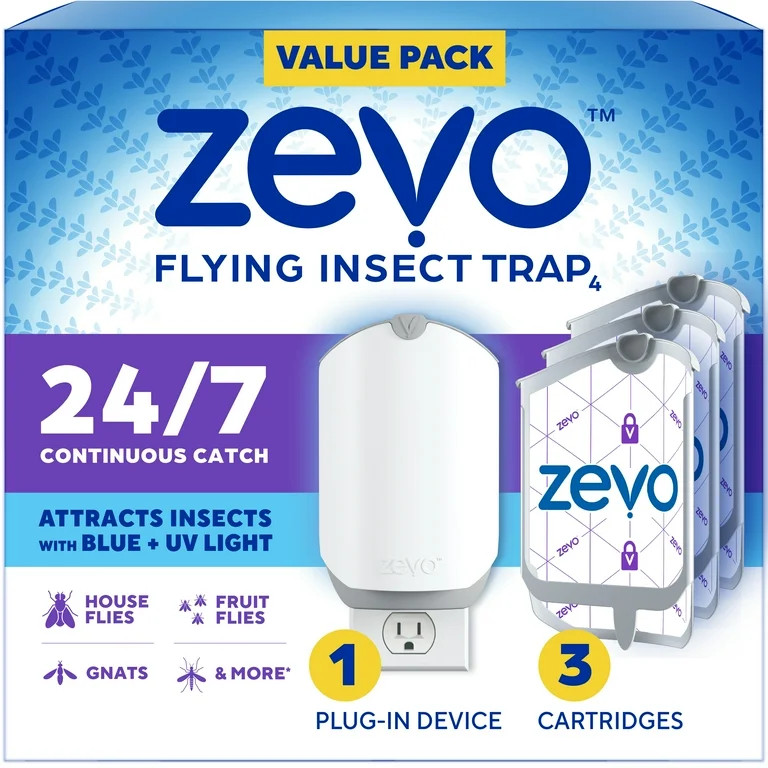 Zevo Flying Insect Indoor Fly Trap Full Size: Easy, Mess-Free Solution - Light Trap Catches & Kil... | Walmart (US)