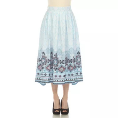 White Mark Women's Pleated Skirt with Border Prints | Belk