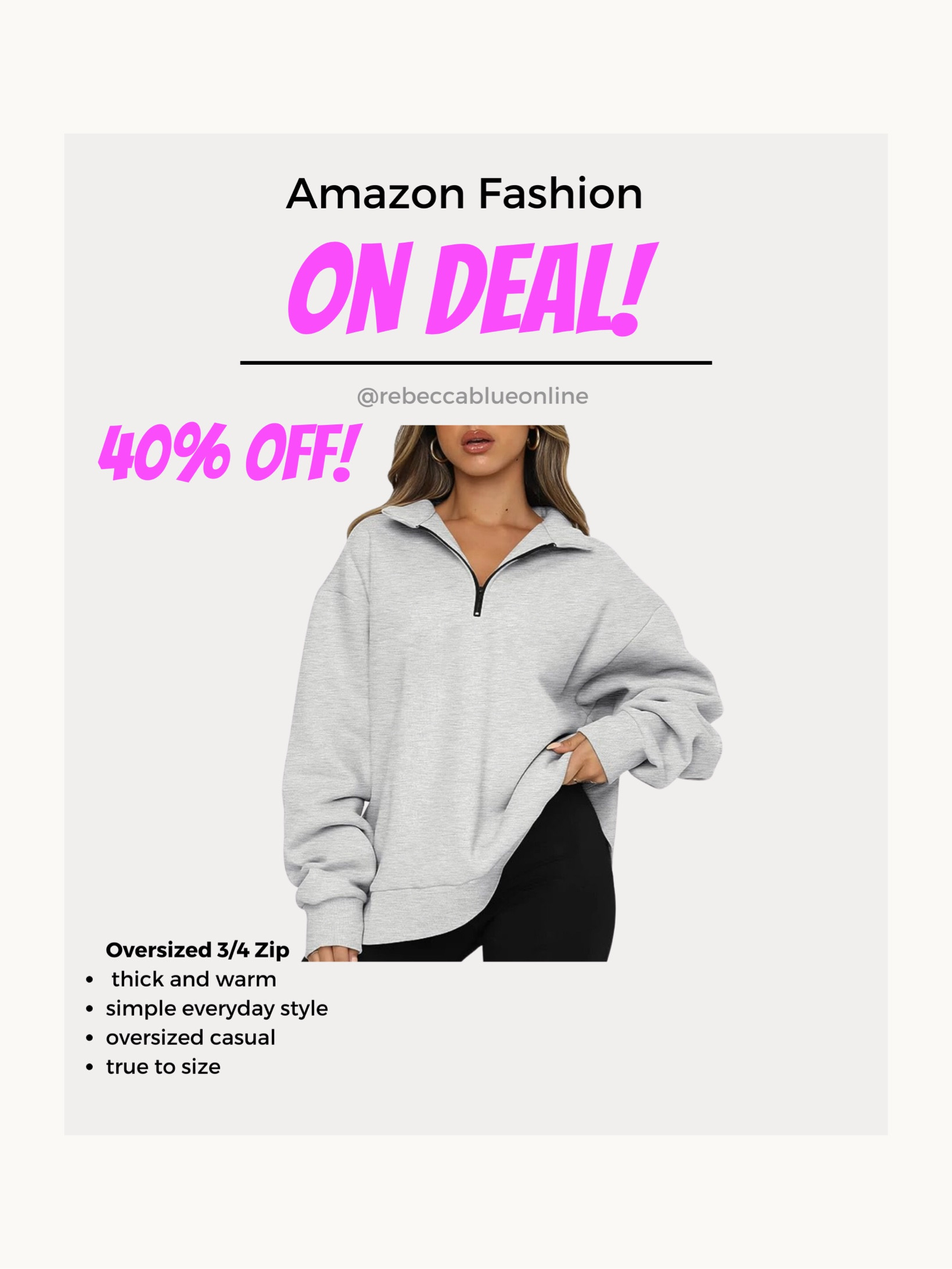 
Amazon
Fall Outfits
3/4 zip Jacket
Oversized Jacket
90s
Fall Wedding Guest
Work Outfits
Fall
Neutrals
Beige
Everyday outfit 
Casuals

#LTKsalealert #LTKfindsunder100 #LTKU