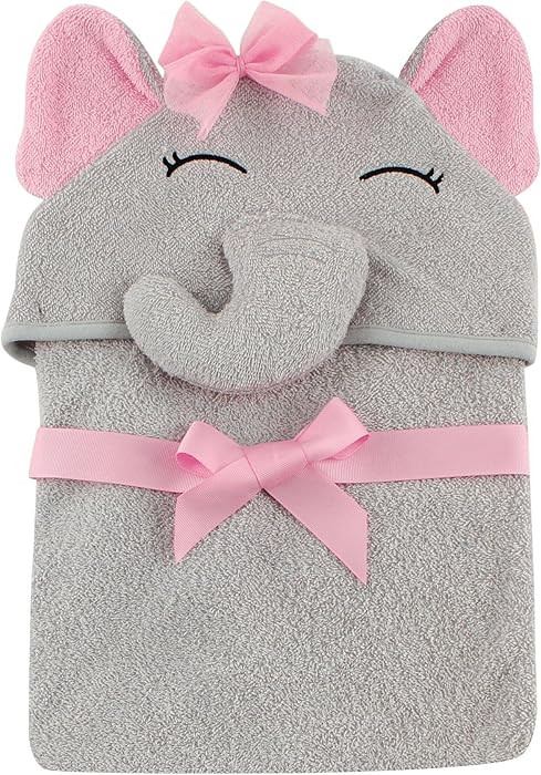 Hudson Baby Unisex Baby Cotton Animal Face Hooded Towel, Pretty Elephant, One Size | Amazon (US)