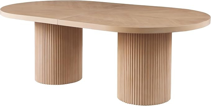 Dobby 90in-123in Extendable Oval Wooden Mid Century Modern Dining Table with Double Pedestal Base... | Amazon (US)