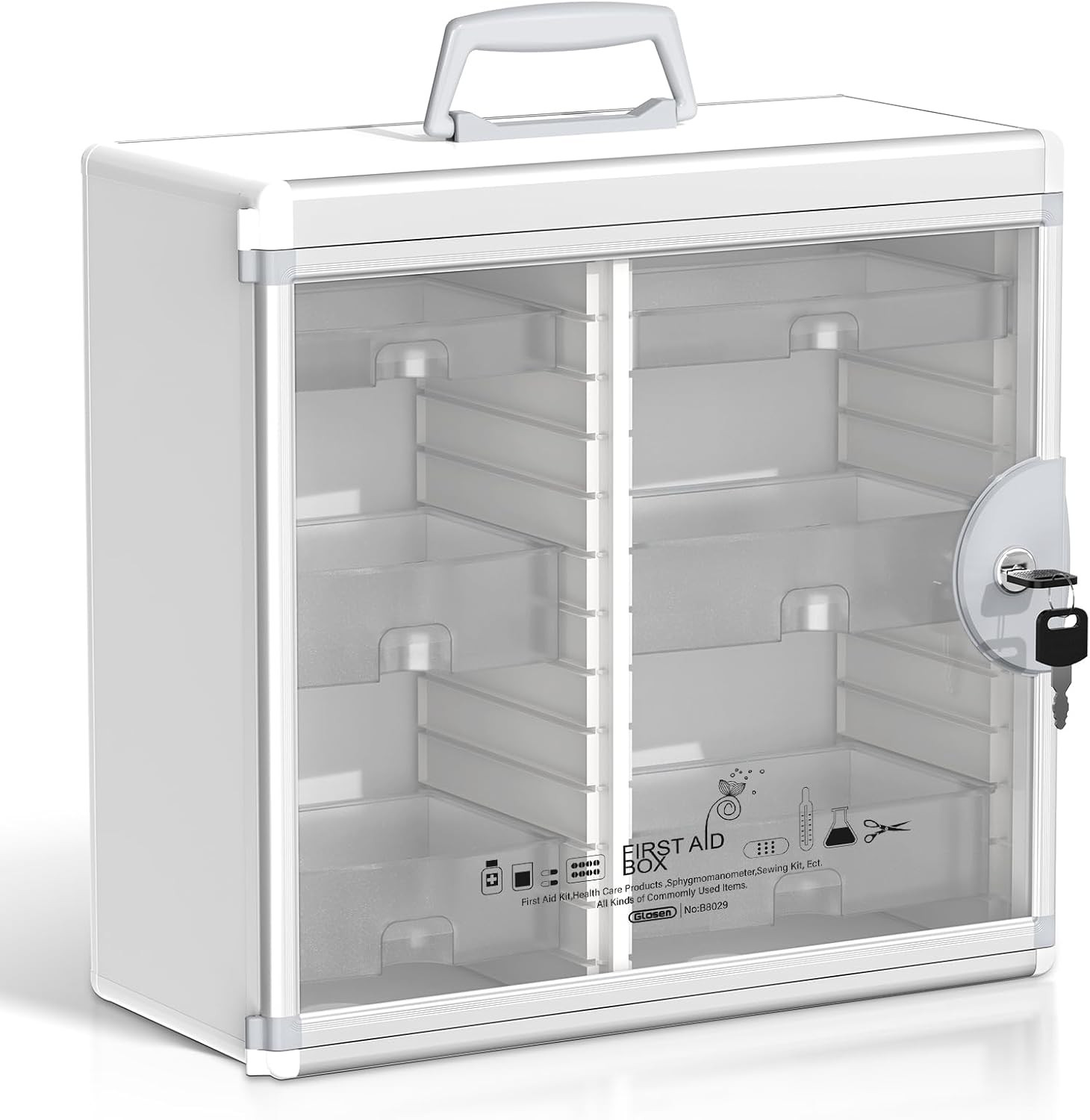 Lockable Medicine Cabinet with 6 Removable Trays, Wall Mounted & Portable Locking Medicine Cabinet Organizer with Key Lock for Home, Bathroom, Office - Aluminum Frame(15.63 * 6.5 * 15.43Inch) | Amazon (US)
