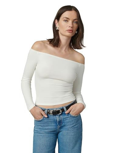 Joe's Jeans Women's The Devin Off The Shoulder Long Sleeve Top, Ecru, Small | Amazon (US)