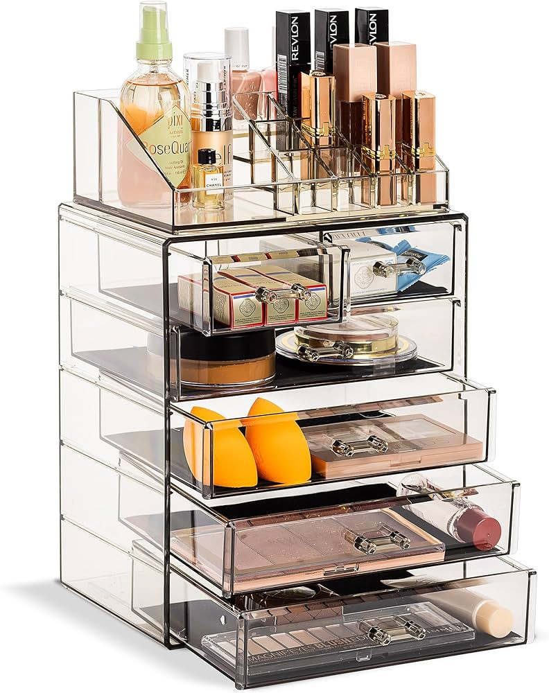 Sorbus Clear Cosmetic Makeup Organizer - Make Up & Jewelry Storage, Case & Display - Spacious Des... | Amazon (US)