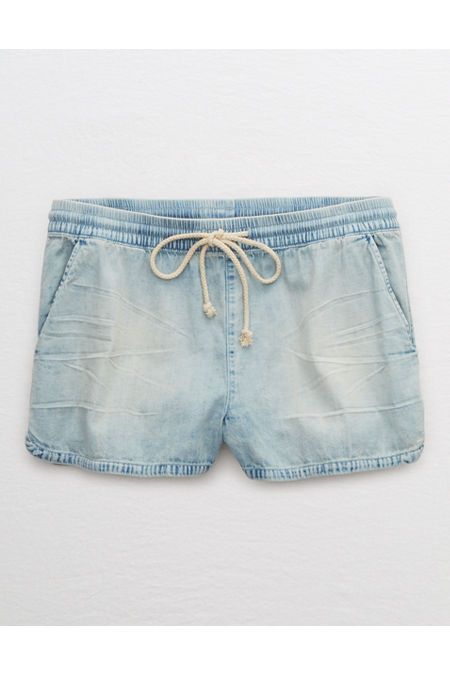 Aerie Chambray Short Women's Blue L | American Eagle Outfitters (US & CA)