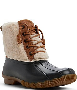 Sperry Women's Saltwater Shearling Lace Up Duck Rain Booties - 10 | Dillard's