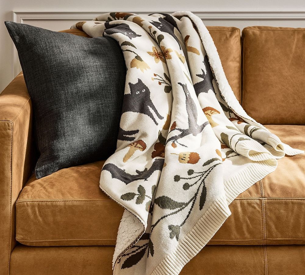 Whimsical Cat Jacquard Throw | Pottery Barn (US)