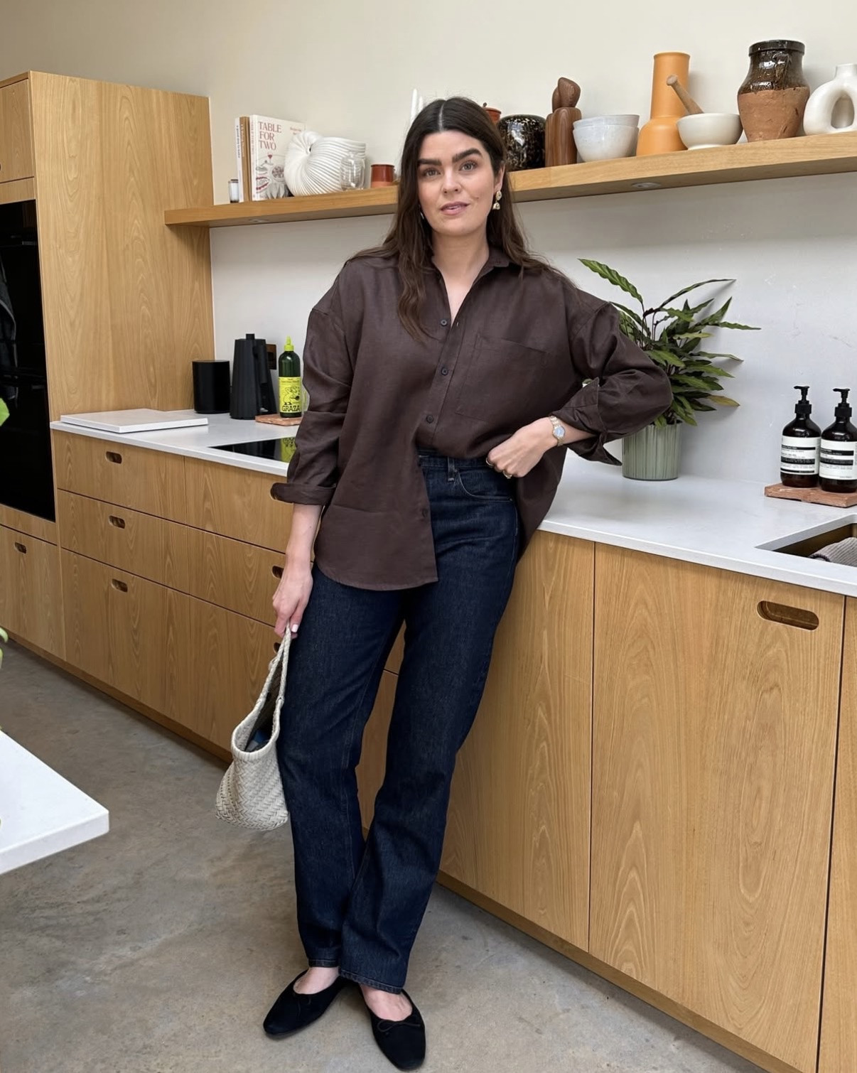 2025 in outfits. Chocolate brown still trending for spring, smart casual shirt and jeans 

 #LTKwinter #LTKstyletip