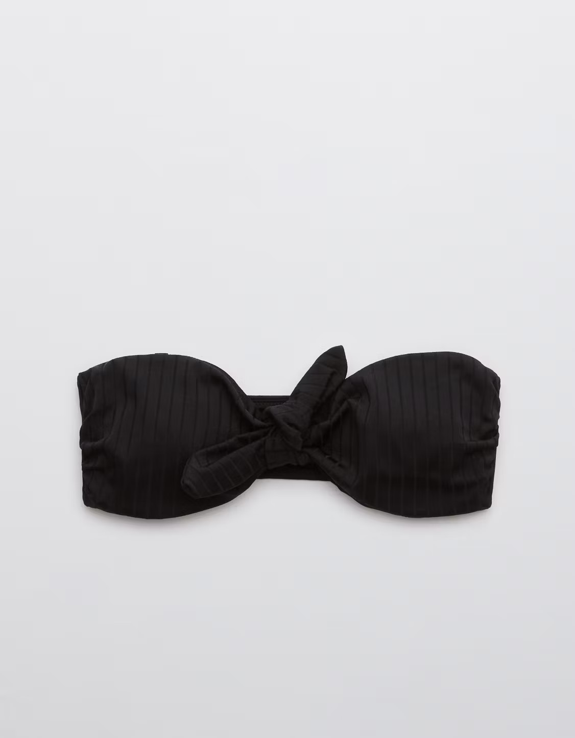 Aerie Ribbed Shine Tie Front Bandeau Bikini Top | American Eagle Outfitters (US & CA)