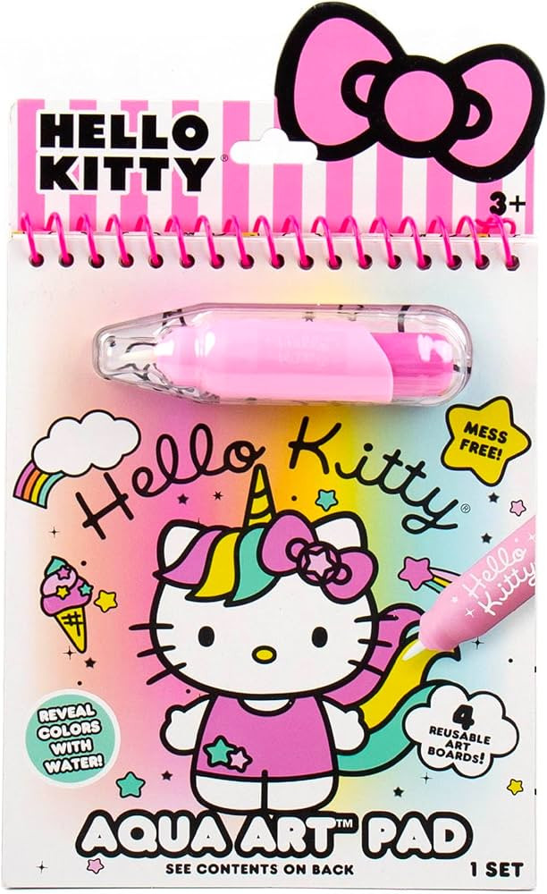 Hello Kitty Aqua Art Pad, 4 Art Pages, On The Go Reusable Water-Reveal Activity Pad, Mess Free Ar... | Amazon (US)