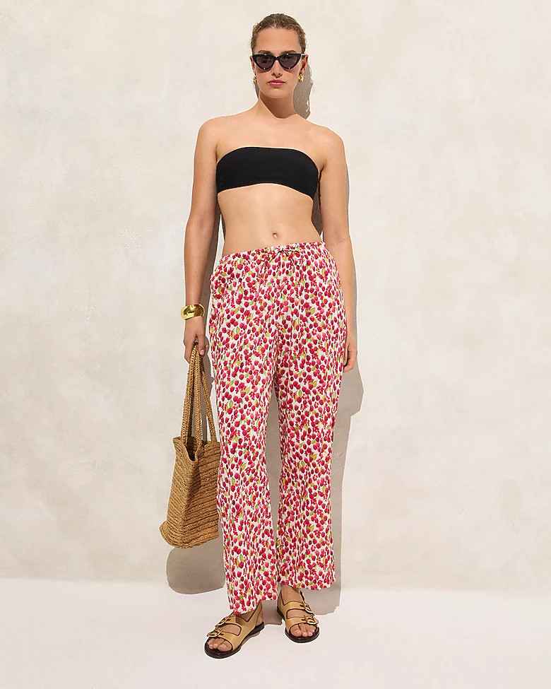 Cotton voile beach pant in raspberry print | J. Crew US