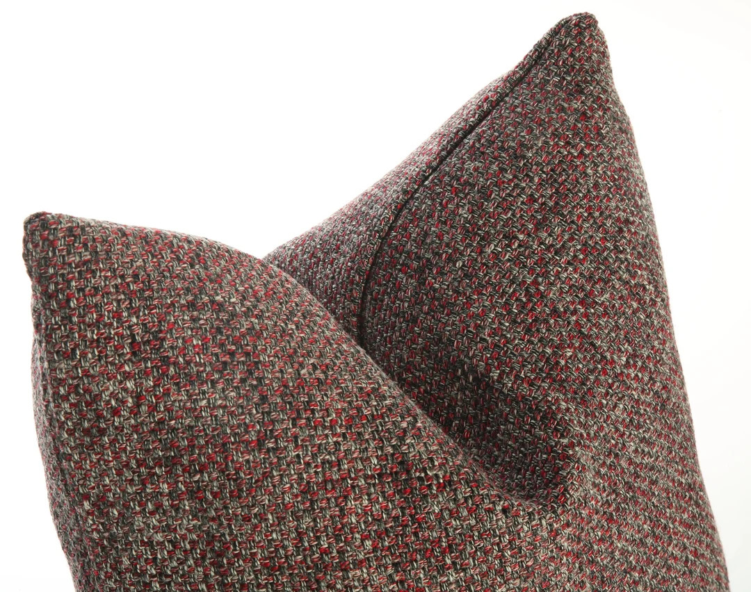 Burgundy and Black Basketweave Woven Pillow Cover,natural Linen Textured Thick Fabric,burgundy an... | Etsy (US)