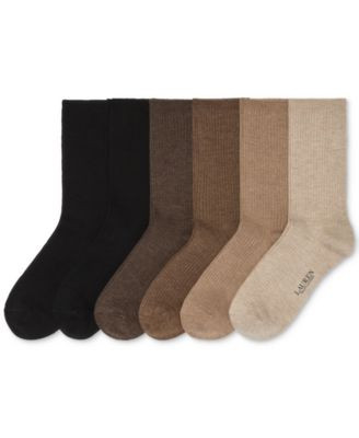 Lauren Ralph Lauren Women's 6-Pk. Rib Trouser Socks L3250PK2 - Black | Macy's