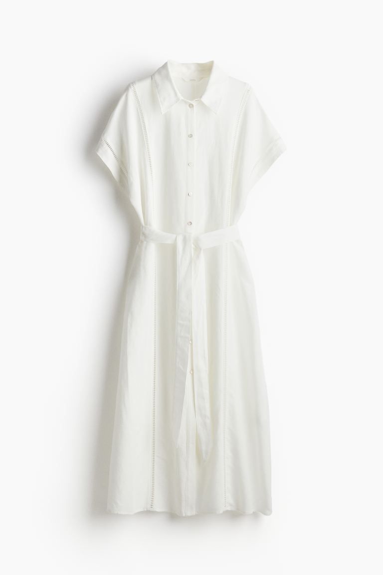Linen-blend Shirt Dress - White - Ladies | H&M US | H&M (US + CA)